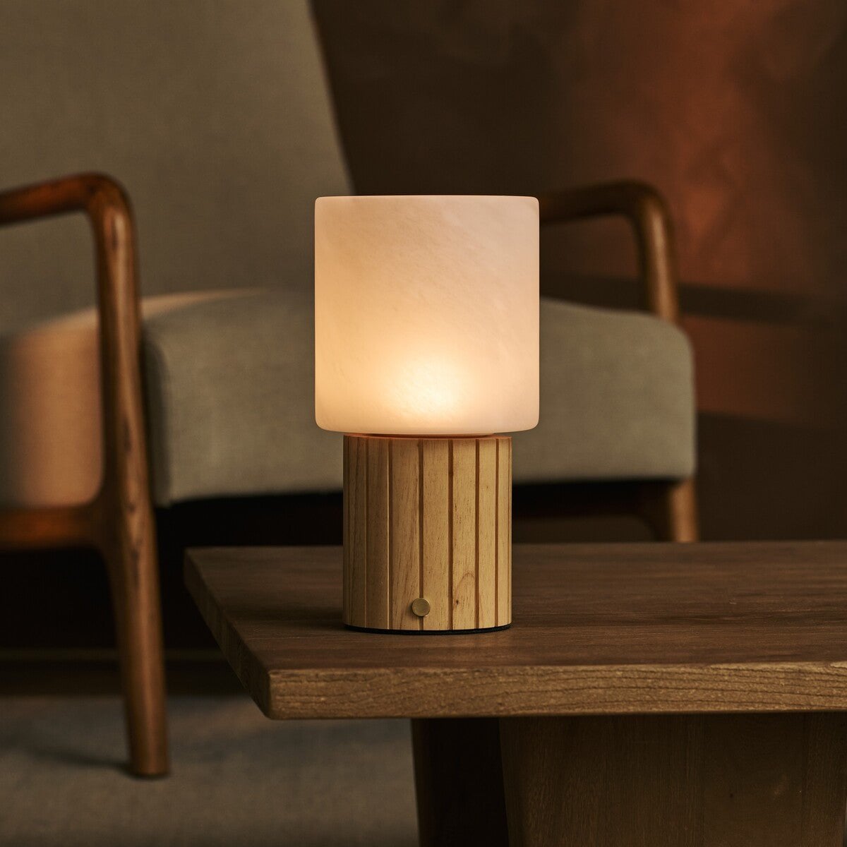 Ingmar Light Brown Rechargeable Table Lamp | Cordless, 3 Light Colors & Dimmable