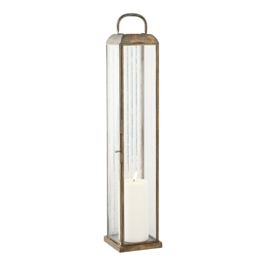 Herslev Lantaarn, glas/metaal, antiek messing look, 12x12x60 cm