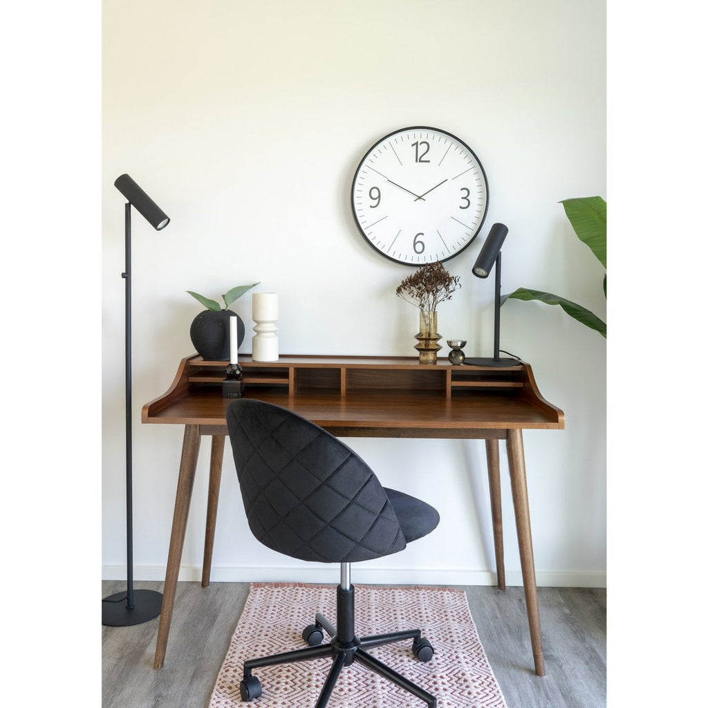 Geneve Bureaustoel - Zwart fluweel, zwarte poten, 55x55x73 cm