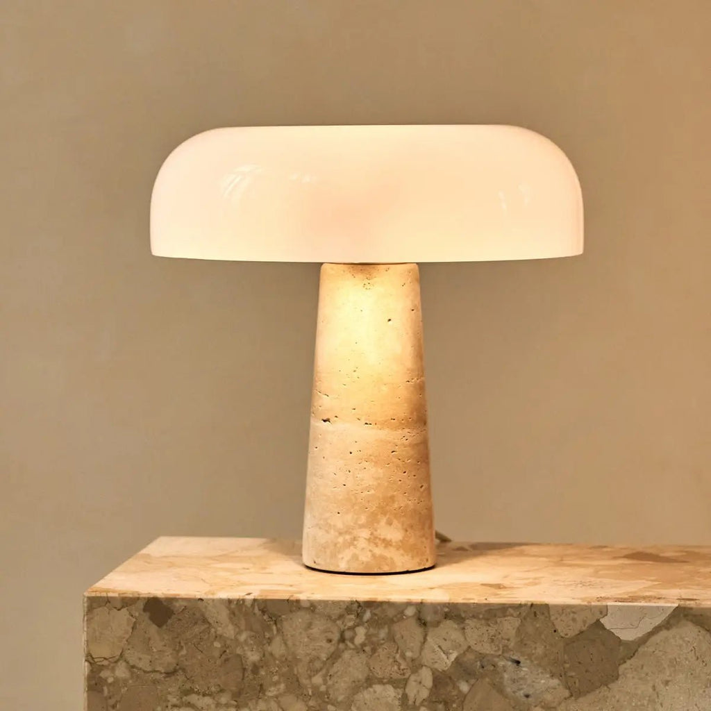 Emily travertijnlamp | Elegant ontwerp met glazen kap