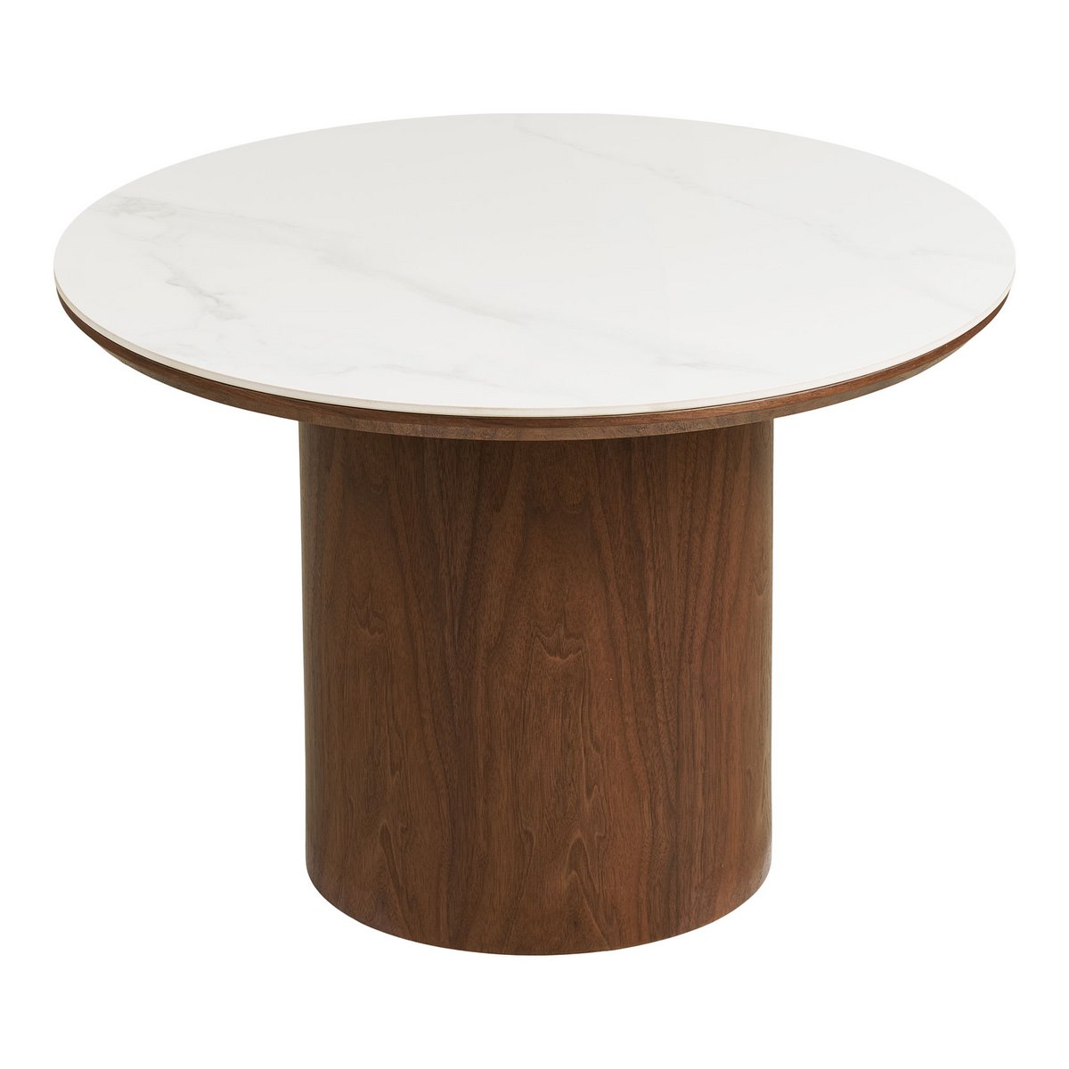 Noli Salontafel, tafelblad keramiek/essenfineer, wit/donkerbruin, ø60x42 cm