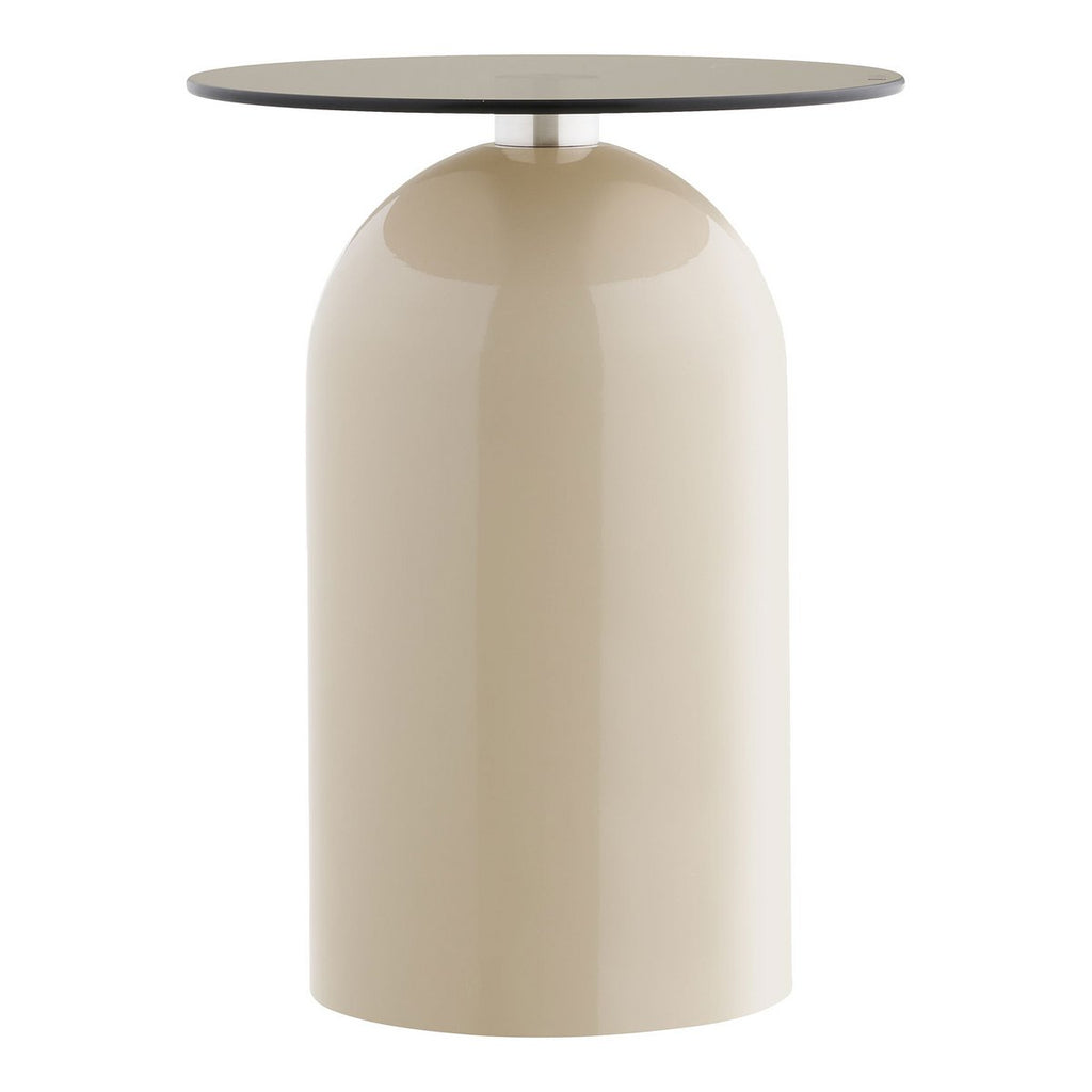 Ravello Bijzettafel, gehard glas/metaal, grijs/beige, ø40x52 cm