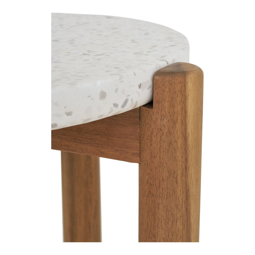 Terracina Bijzettafel - Natuurlijk/Wit, Acacia/Terrazzo, ø37x46 cm