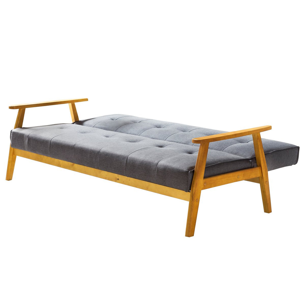 Slaapbank 190x85x81 cm donkergrijs geweven stof