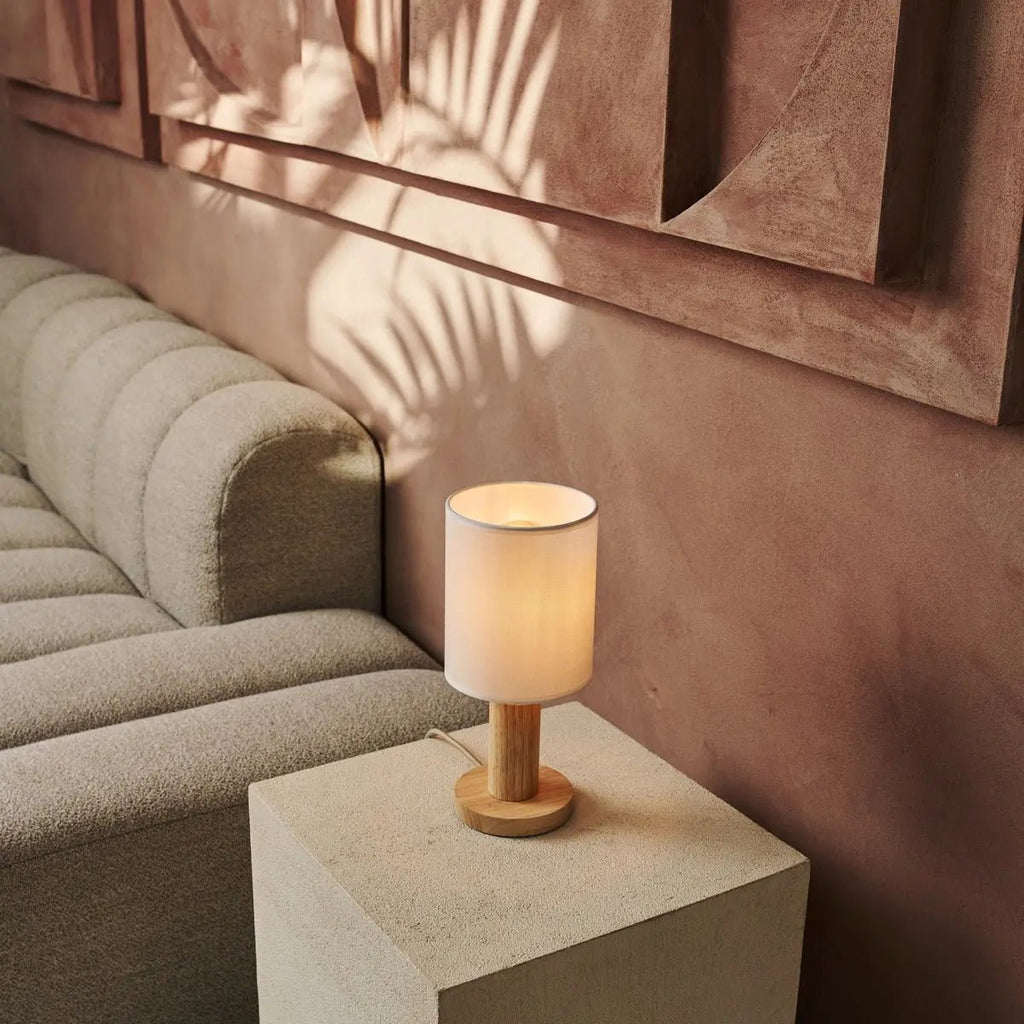 Boris Lichtbruine Lamp | Snoer- en stoffen kaplamp
