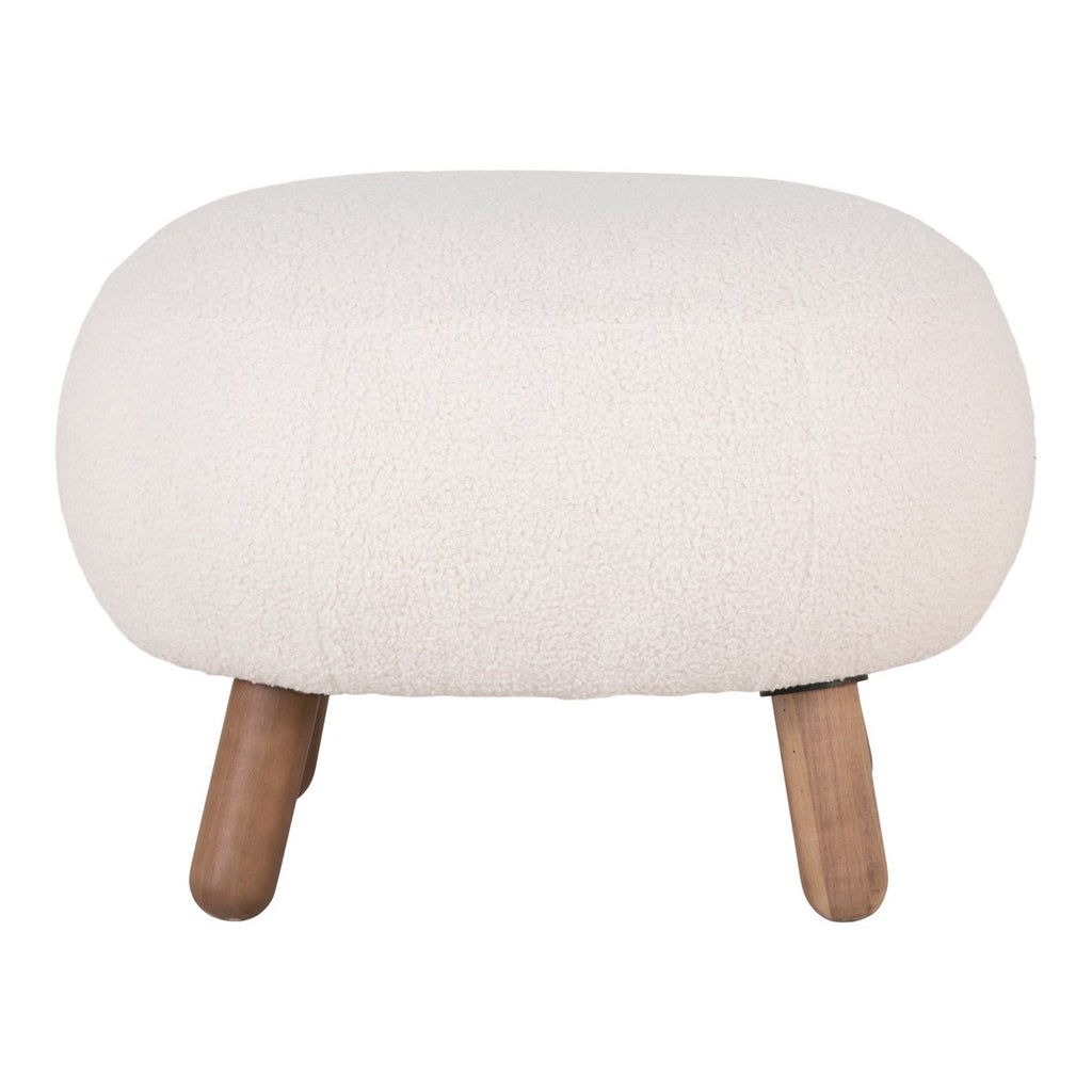 Savona Voetensteun - Wit, Polyester/Rubberhout/Genen, 60x50x37 cm