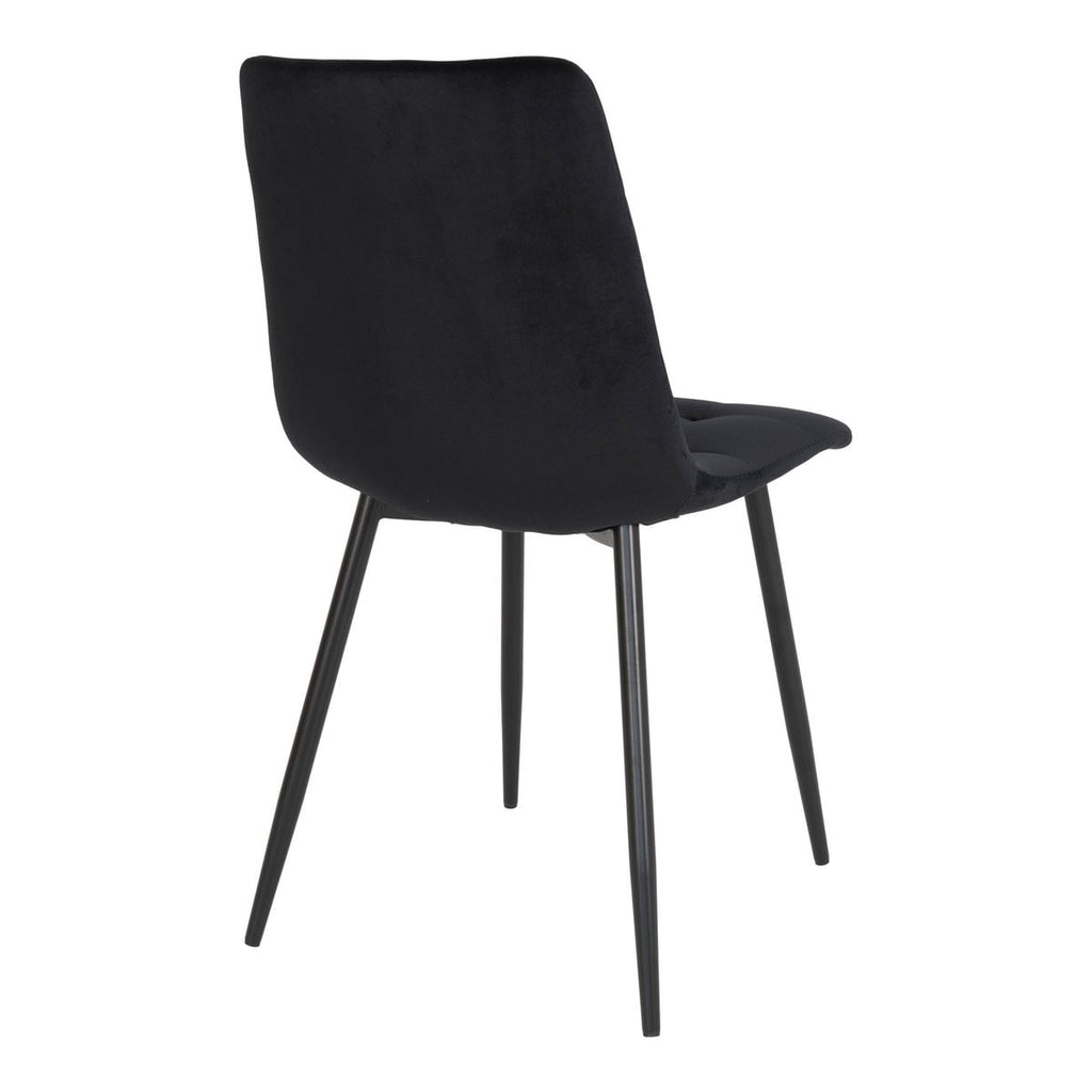 Middelfart Eetkamerstoel - Polyester Fluweel, Staal, Zwart - Set van 2
