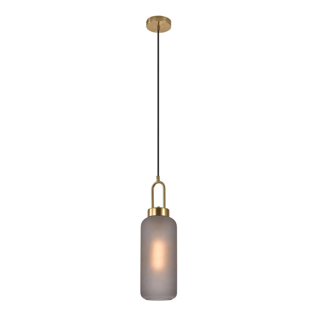 Luton Hanglamp - Messing, Mat Rookglas, Ø13 cm, 150 cm Stoffenkoord