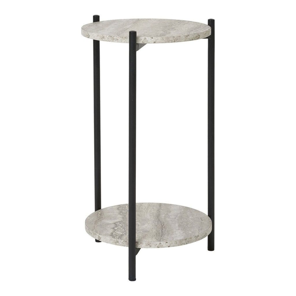 Leuven Bijzettafel - Zwart/Beige, Staal, MDF, Ø27x46cm