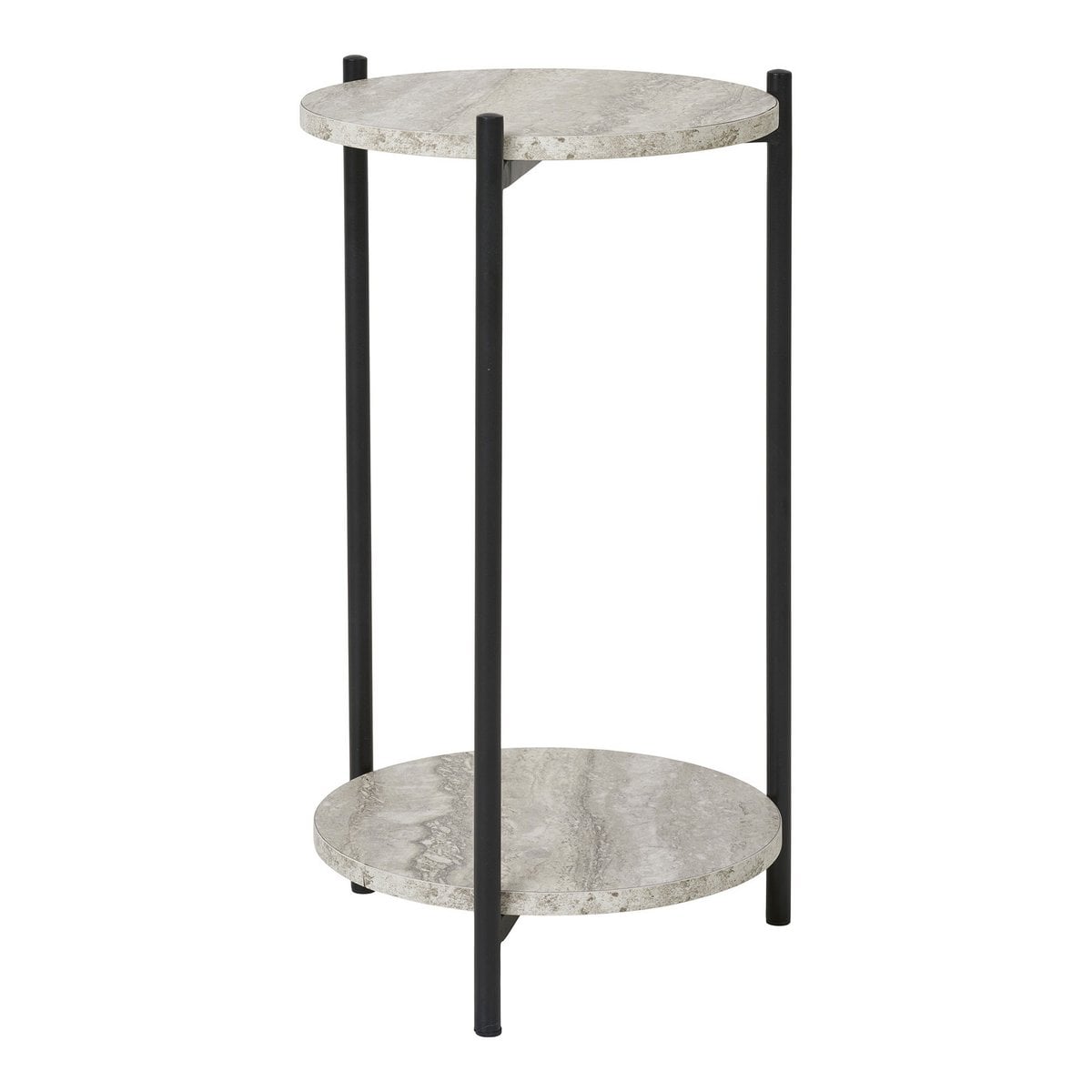Leuven Bijzettafel - Zwart/Beige, Staal, MDF, Ø27x46cm