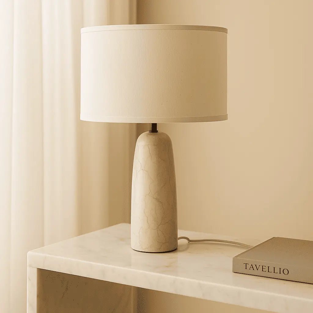 Charlotte Marmeren Lamp | Katoenen kap en elegante verlichting