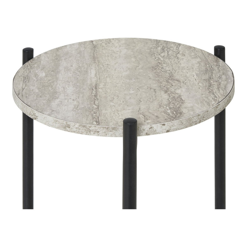 Leuven Bijzettafel - Zwart/Beige, Staal, MDF, Ø27x46cm
