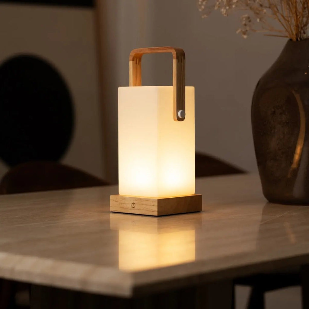 Harper Lichtbruine Houten Lamp | Draagbaar, oplaadbaar en veelzijdig