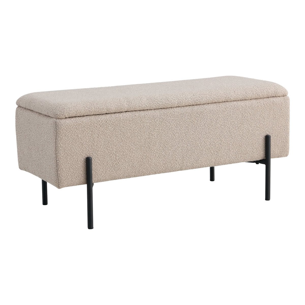 Watford Bank - Beige, Bouclé, met opbergruimte 95x36,5x43cm