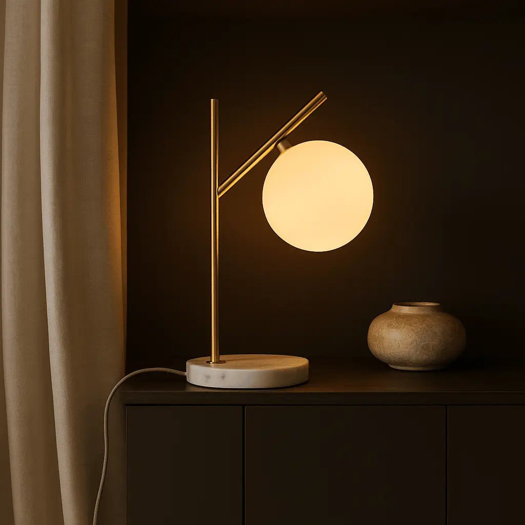 Madison marmeren lamp | Lamp van matglas en lamp met snoer