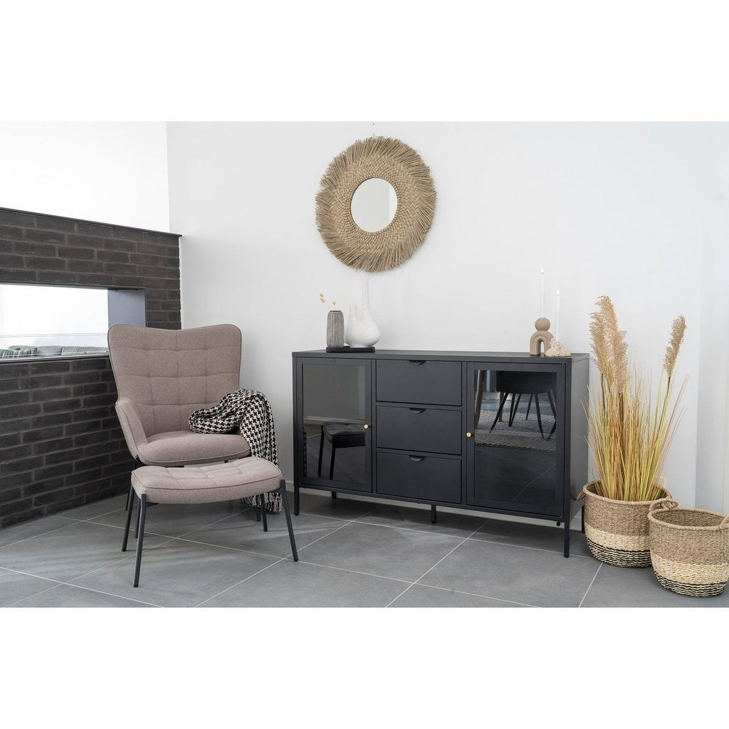Glasgow Voetsteun - Steen, Polyester/Genenhout/Staal, 41x61x36 cm