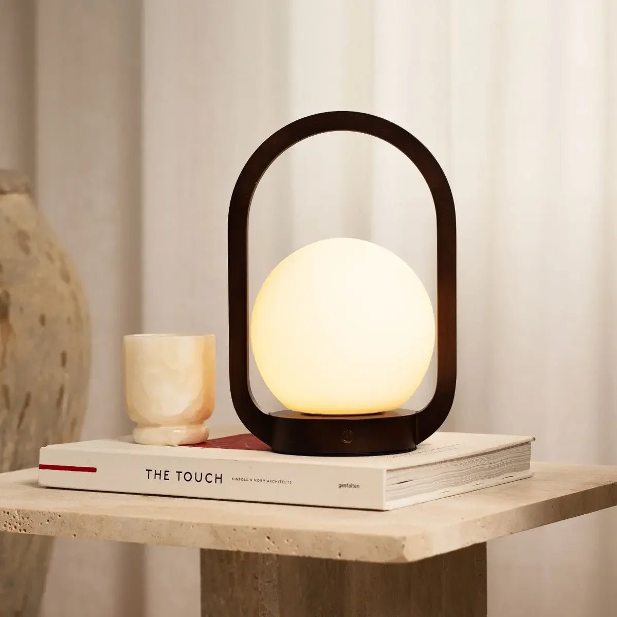 Skye Donkerbruine Houten Snoerloze Lamp | Oplaadbaar, dimbaar en 3 lichtmodi