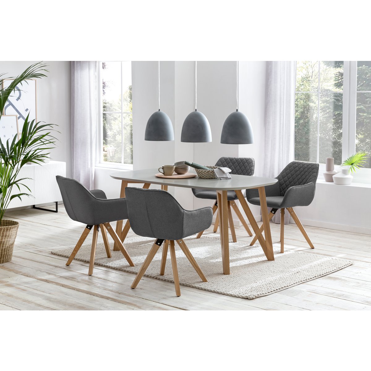Eettafel 200x100x76 cm grijs eiken