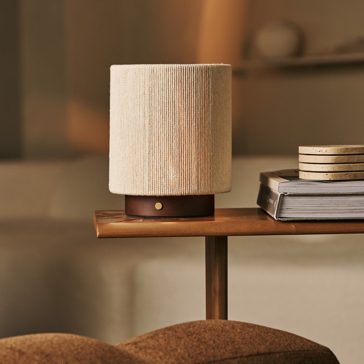 Ivo Dark Brown Wooden Rechargeable Lamp | Modern, Versatile & 3 Light Modes