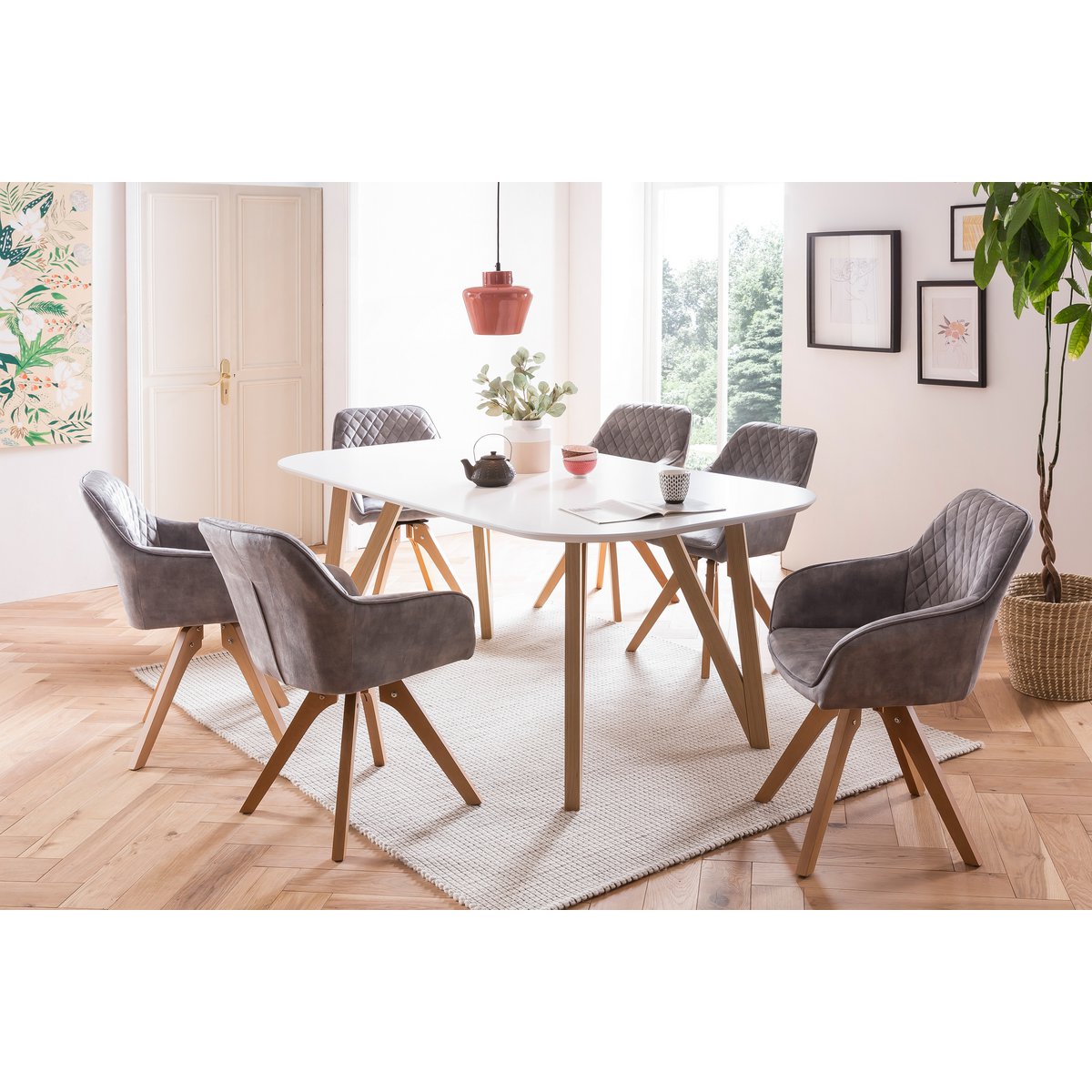 Eettafel 140x90x76 cm wit eiken