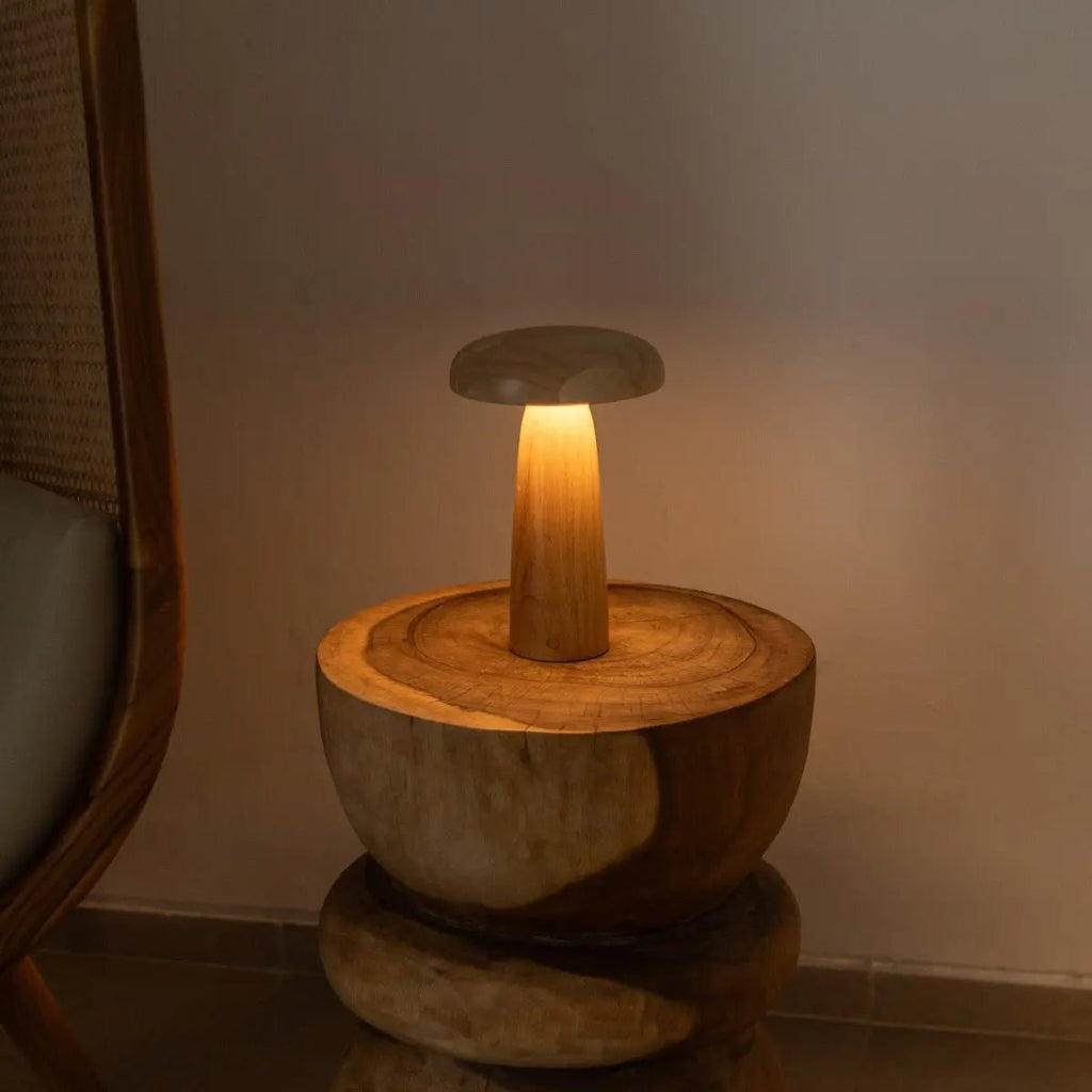 Lennart Lichtbruine Houten Tafellamp | Oplaadbaar, draadloos en dimbaar