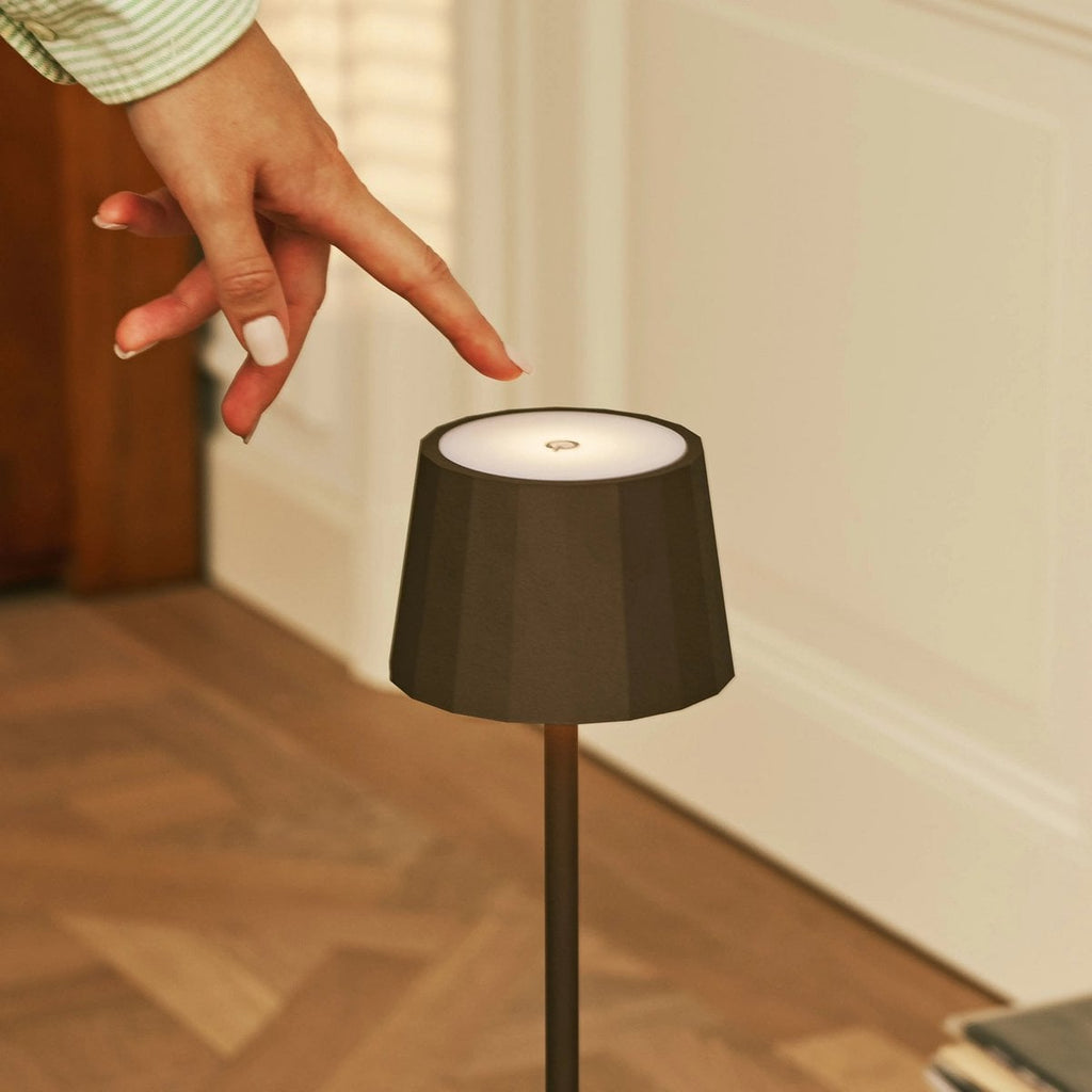 William Mocha Brown Rechargeable Table Lamp | Wireless Charging & 120-Hour Battery Life