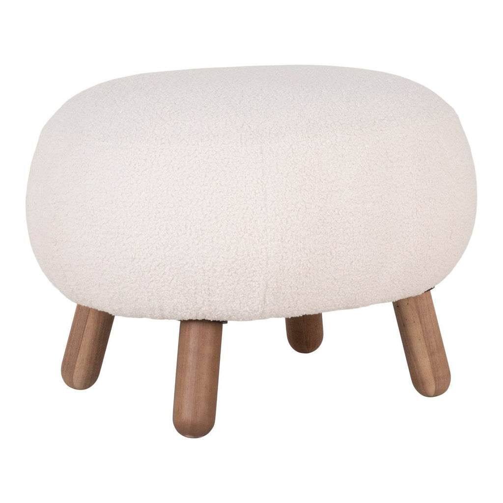 Savona Voetensteun - Wit, Polyester/Rubberhout/Genen, 60x50x37 cm