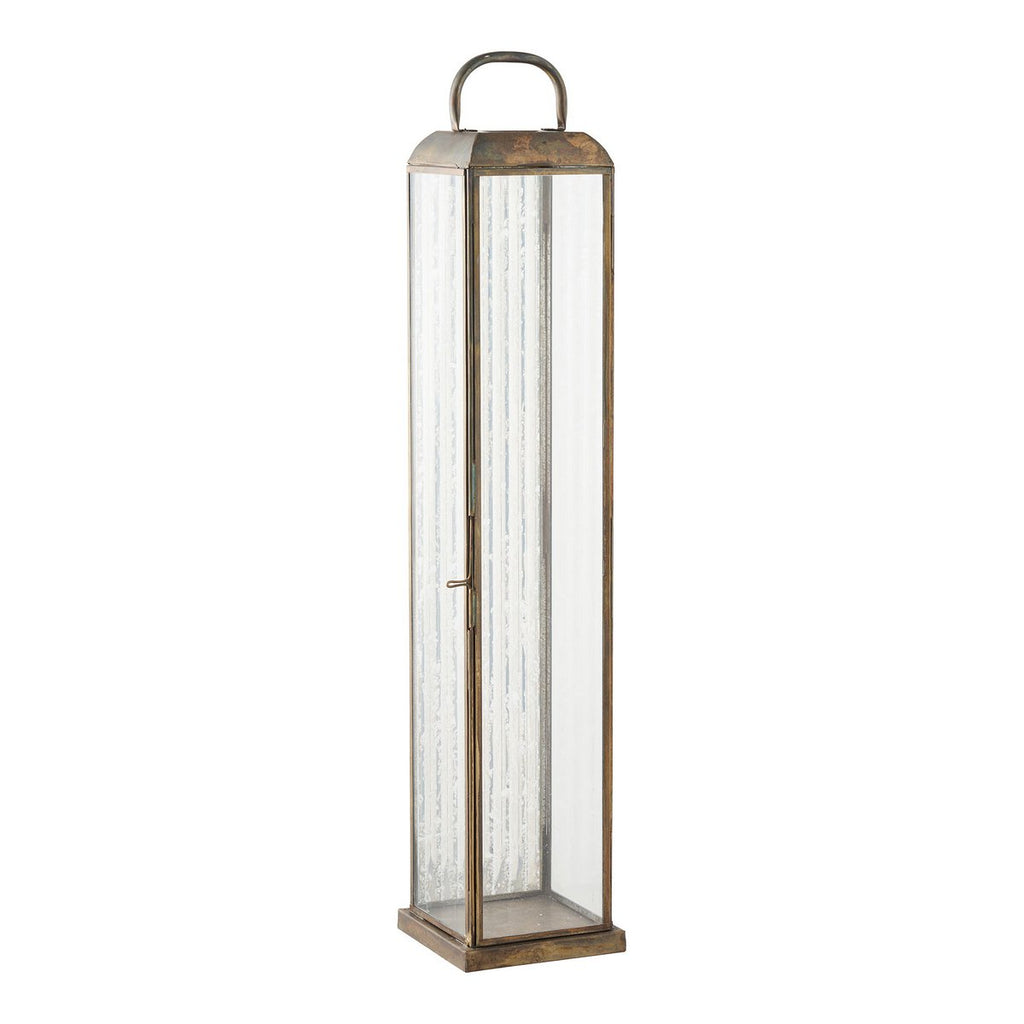 Herslev Lantaarn, glas/metaal, antiek messing look, 12x12x60 cm