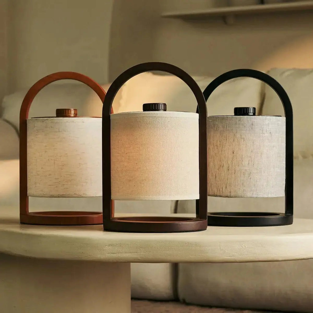 River Zwart & Grijs Houten Oplaadbare Lamp | Linnenmix, veelzijdig en tot 100 uur batterijduur