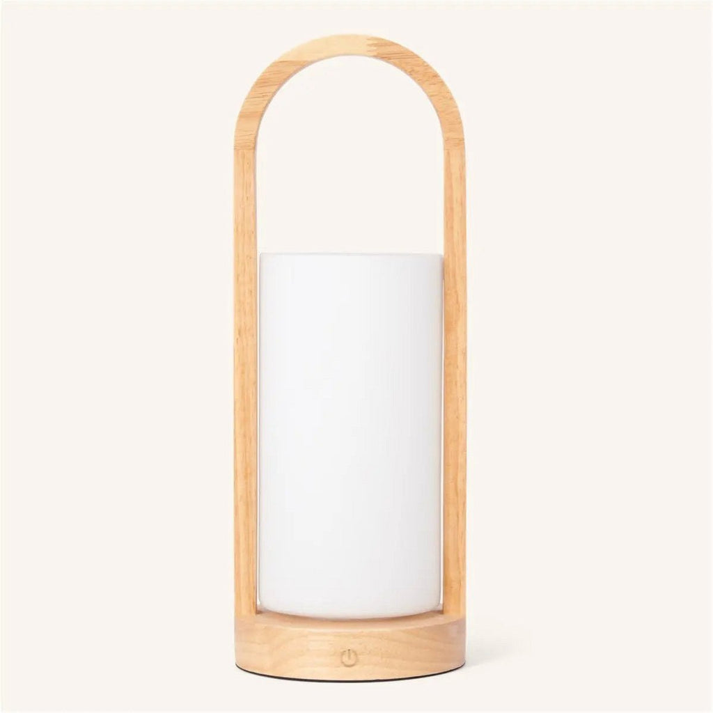 Evie Lichtbruine Oplaadbare Houten Tafellamp | Dimbaar, draadloos en 3 lichtmodi