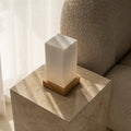 Zayn Lichtbruine Houten Oplaadbare Tafellamp | Dimbaar, glas en draadloos