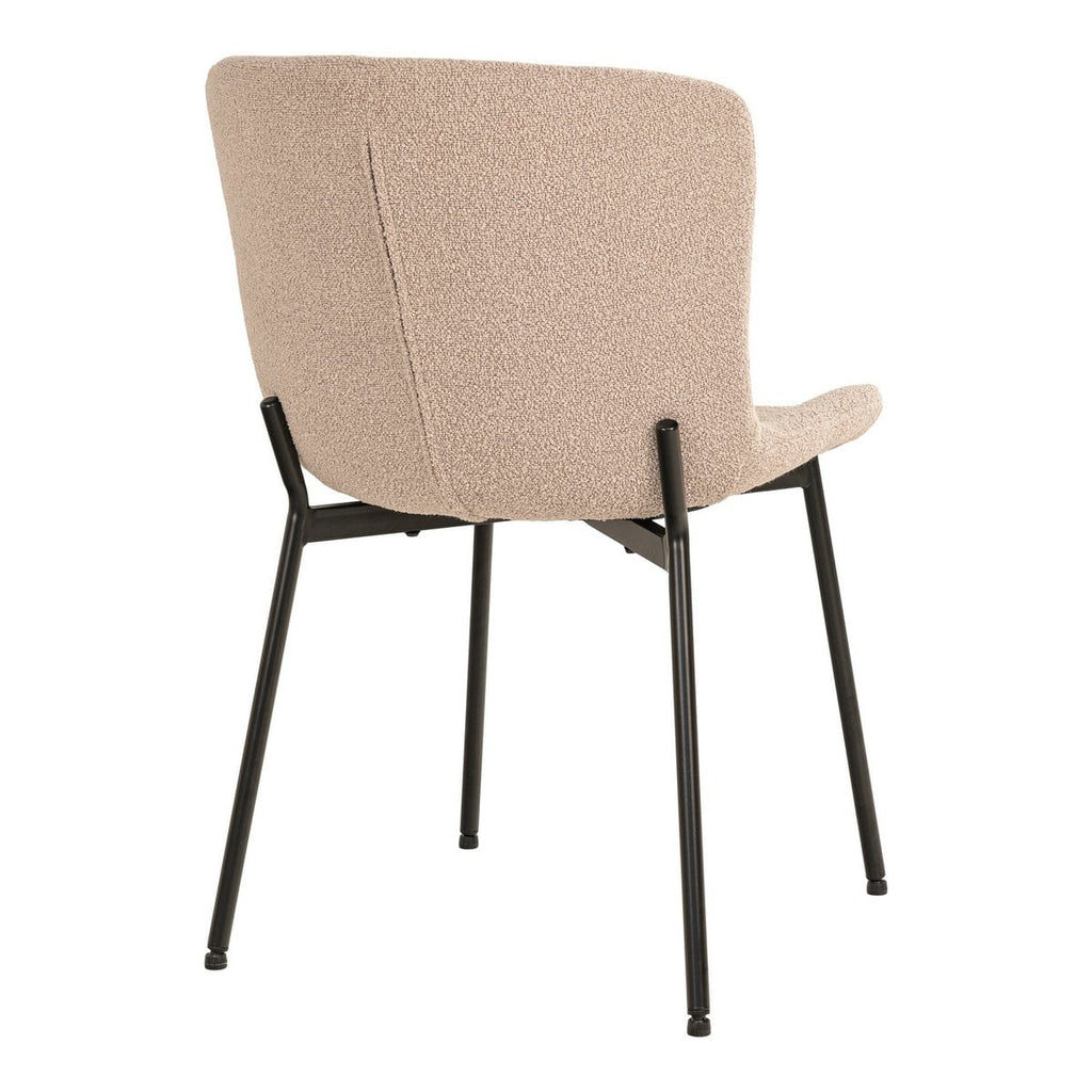 Maceda Eetkamerstoel - Beige Bouclé, Zwarte Poten - Set van 2