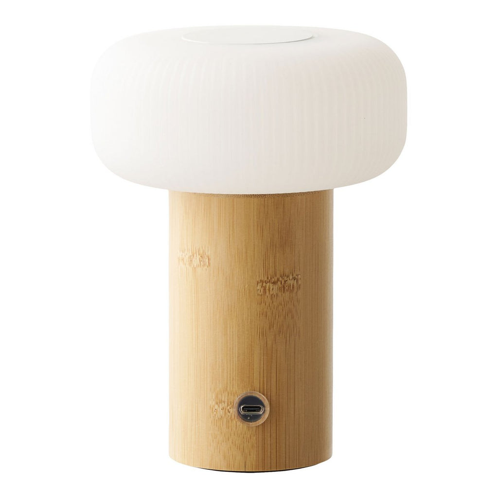 Stafford Tafellamp, bamboe/metaal/PE, oplaadbaar, naturel, wit