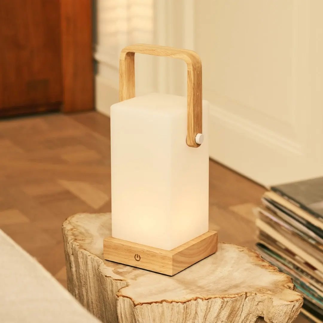 Harper Lichtbruine Houten Lamp | Draagbaar, oplaadbaar en veelzijdig
