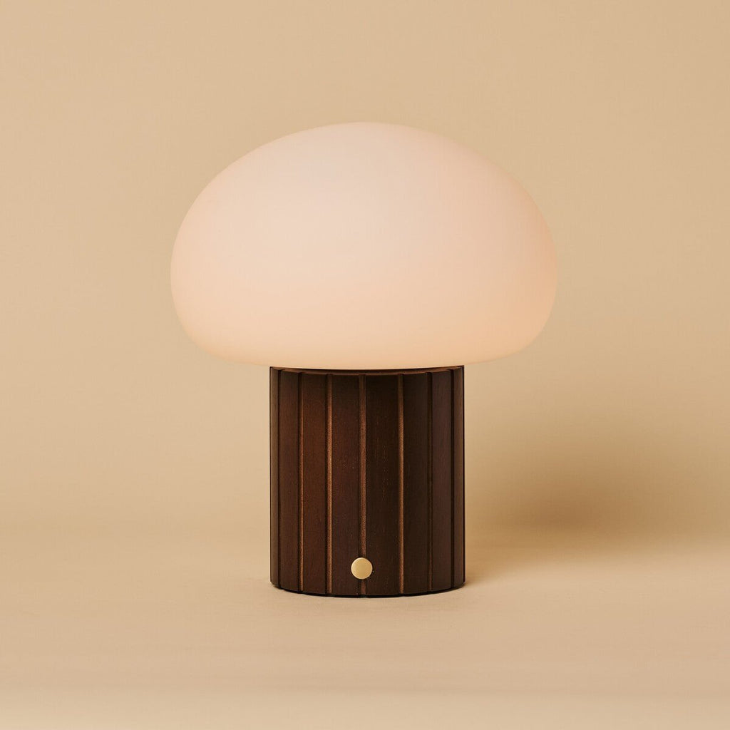 Pieter Dark Brown Rechargeable Table Lamp | Cordless, 3 Light Modes & Glass Lampshade