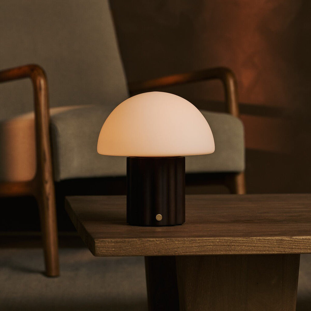 Timo Dark Brown Rechargeable Table Lamp | Dimmable, Modular Lampshade & 3 Light Colors