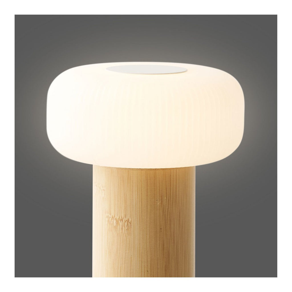 Stafford Tafellamp, bamboe/metaal/PE, oplaadbaar, naturel, wit