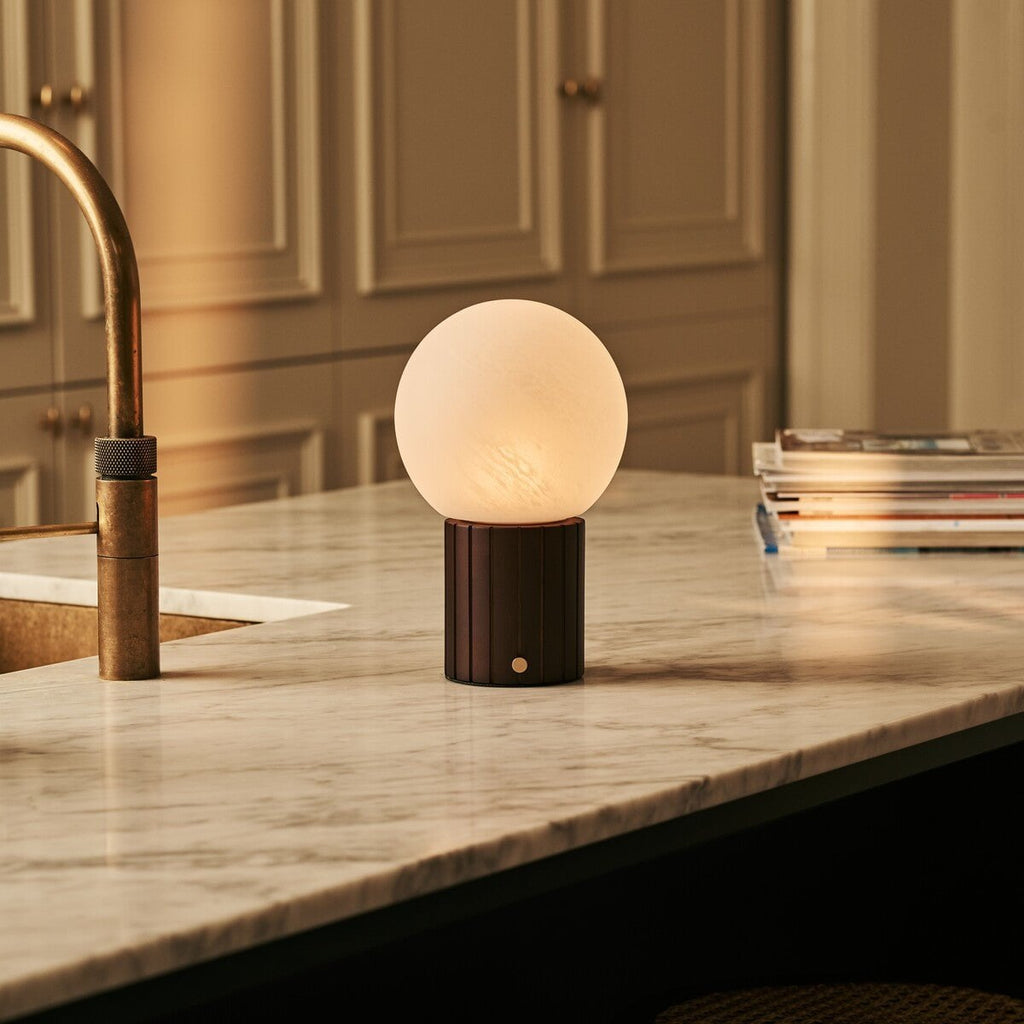 Nadine Dark Brown Rechargeable Table Lamp | 3 Light Colors, Modular Lampshade & Cordless