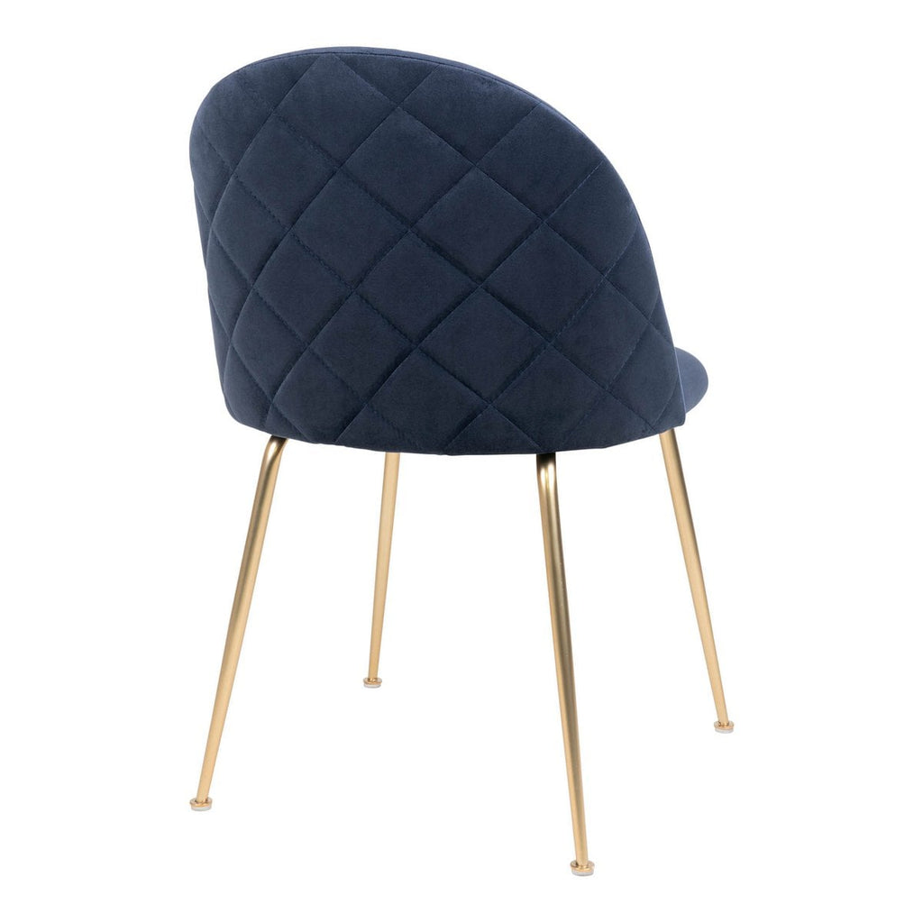 Geneve eetkamerstoel - Fluweel, staal, blauw - Set van 2