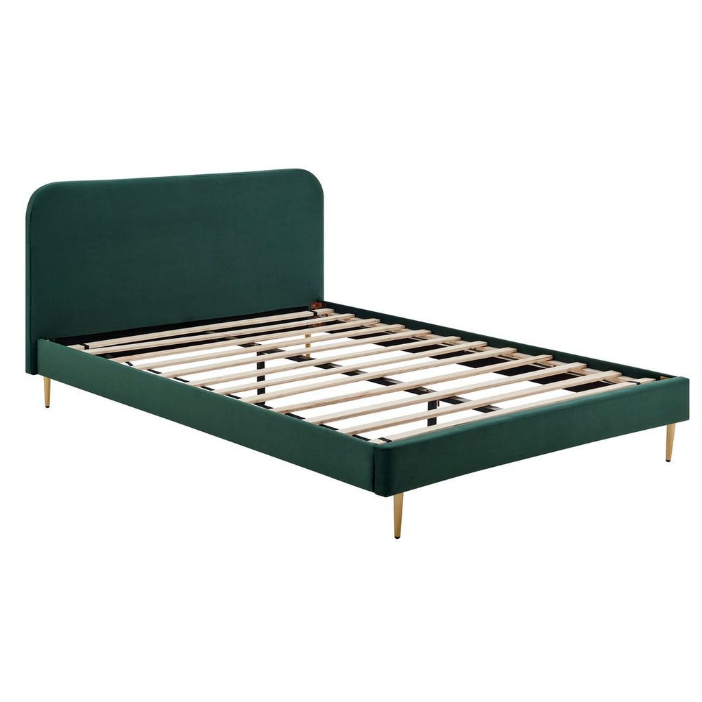 Gestoffeerd bed met fluwelen hoes groen 140x200 cm