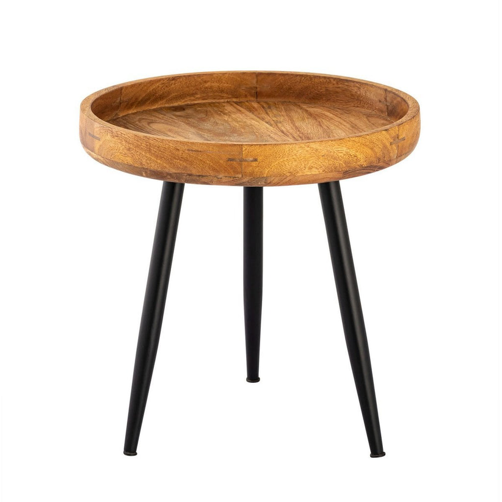 Bijzettafel hout rond Ø 40 of 50 cm Vancouver salontafel woonkamer tafel metalen metalen voet zwart mat