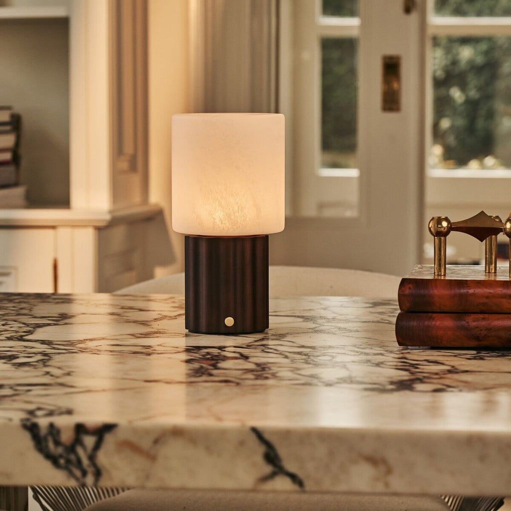 Frank Dark Brown Rechargeable Table Lamp | Cordless, 3 Light Colors, Dimmable