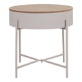 Sisco Side Table - Bijzettafel in beige-lichtgrijs gepoedercoat staal, Ø40x40 cm