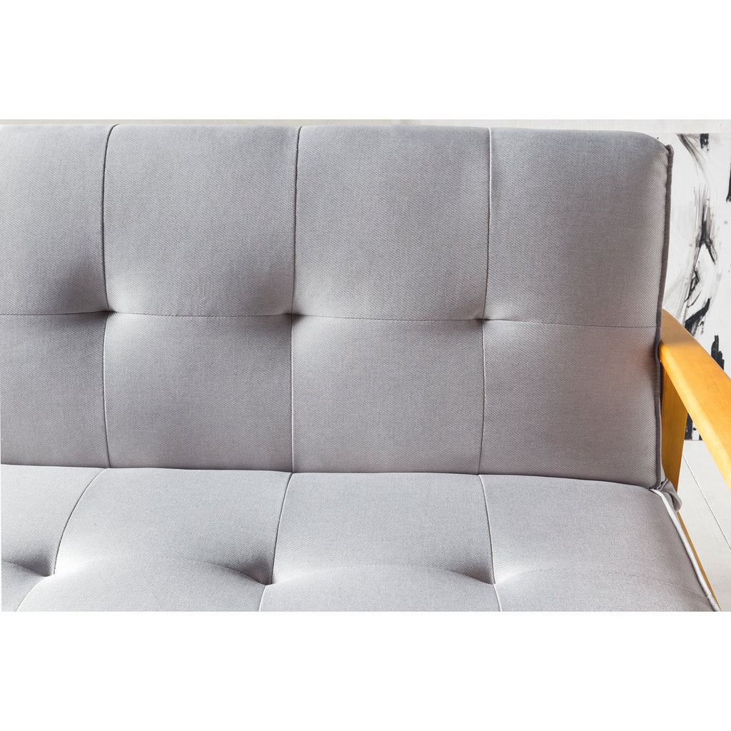 Slaapbank 190x85x81 cm lichtgrijs geweven stof