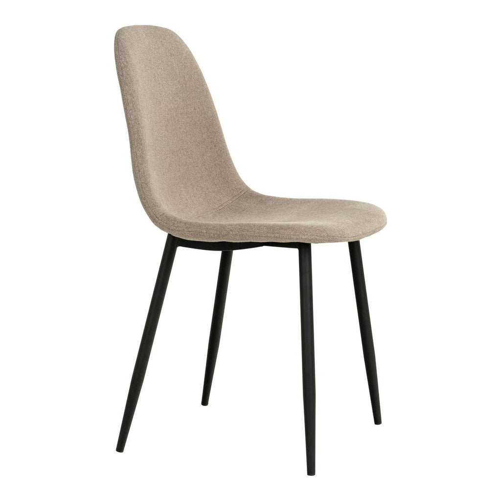 Stockholm Eetkamerstoel - Steen, Polyester, Zwart metalen poten - Set van 2