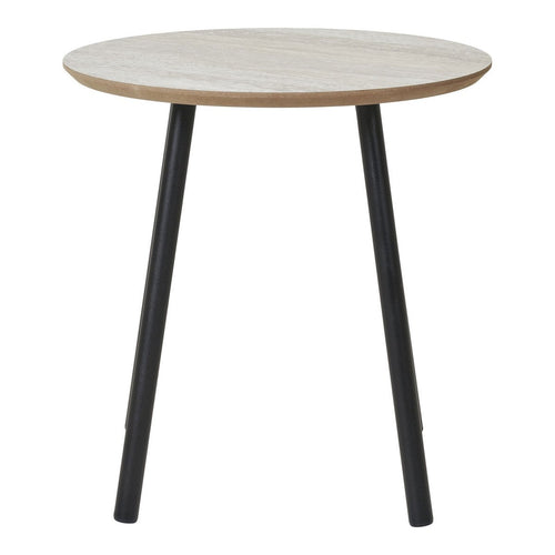 Aalst Bijzettafel - Staal, MDF, Zwart, Beige - Ø40x40 cm