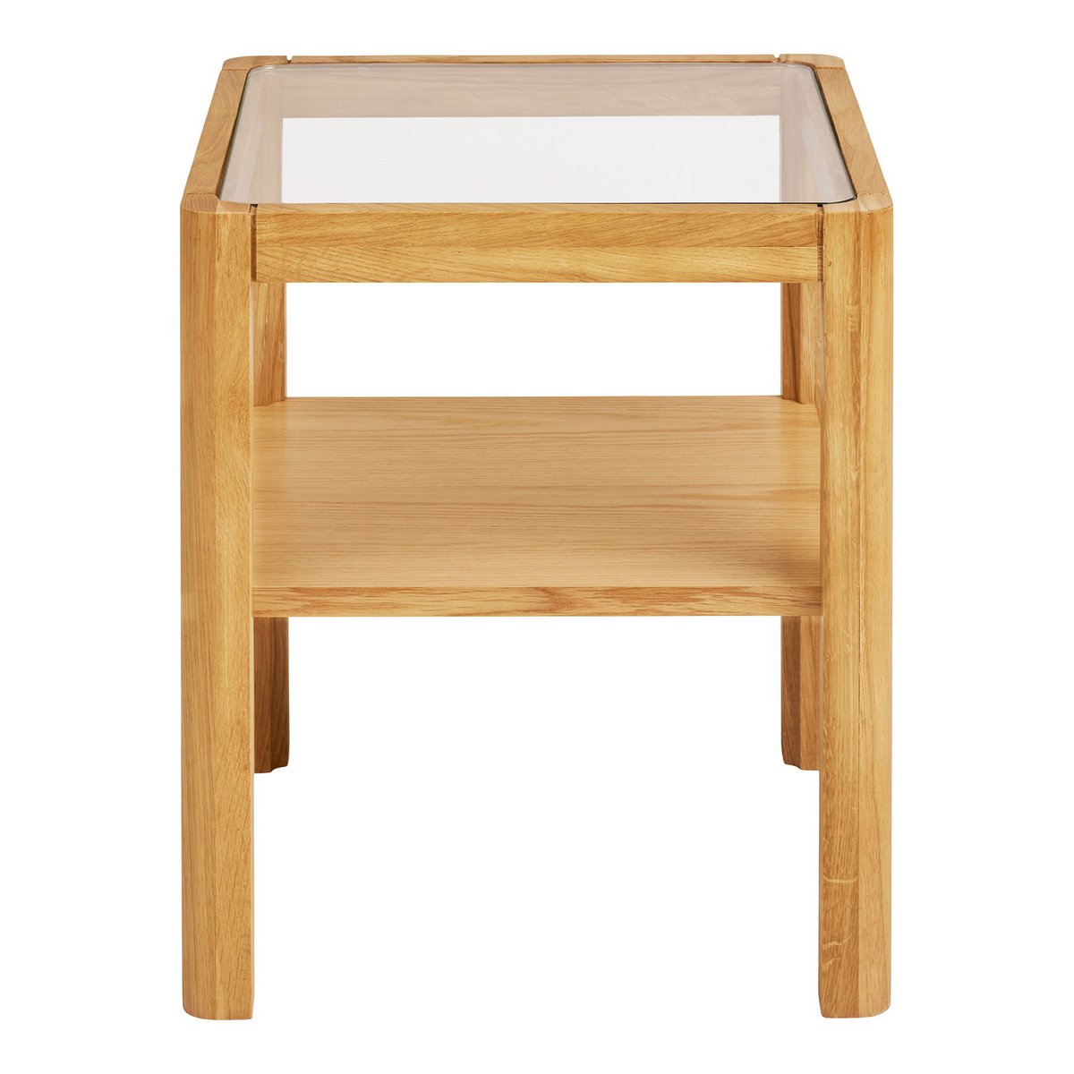 Lourmarin Bijzettafel, eiken/eikenfineer/gehard glas, naturel, 40x40x45 cm