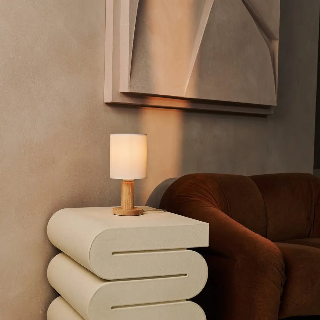 Boris Lichtbruine Lamp | Snoer- en stoffen kaplamp