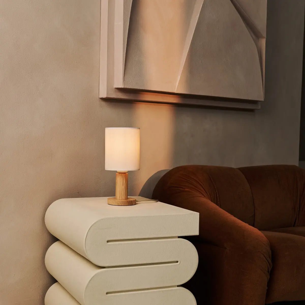 Boris Lichtbruine Lamp | Snoer- en stoffen kaplamp