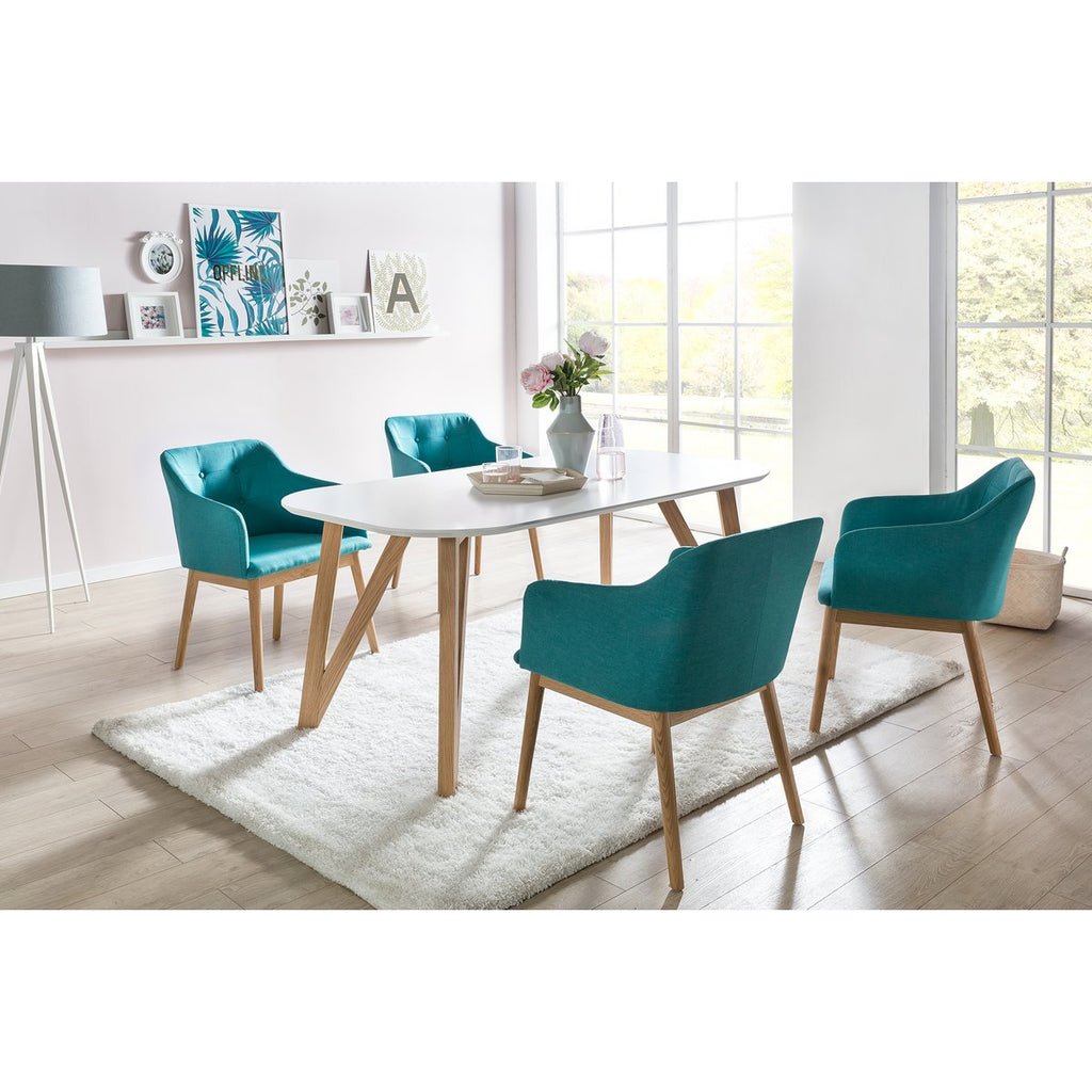 Eettafel 120x80x76 cm wit eiken